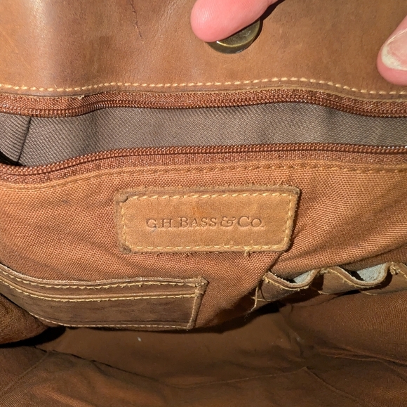 Vintage G.H. Bass & Co. Genuine Leather Tote Shoulder Bag Brown  Snap Closure - Picture 9 of 11